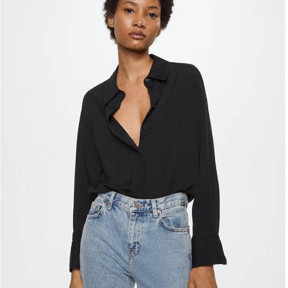 Mango Tops - Mango Black Button Down Shirt